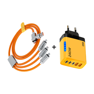 240W Multi Port GaN Wall Charger Set with 3 in 1 Multi Head <b>USB</b> Cable EU <b>Plug</b> PD QC3 0 Charger Kit for IOS for Android Laptop - Product Image 1