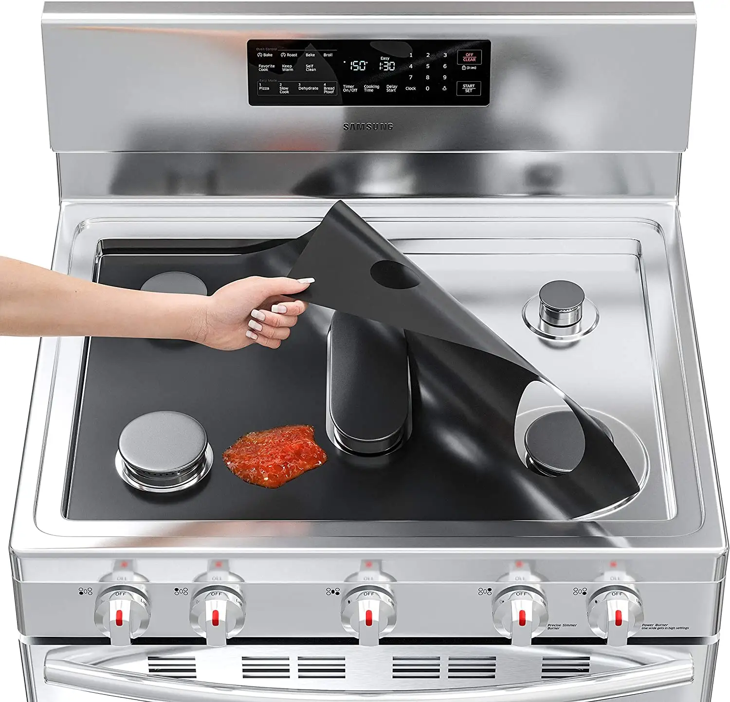 Size 30.7 x 20.8 BPA/PFOA Free Compatible with Gas Stove Burner Stove Top Cover – 30 Inch 5 Burner Covers with 2Pcs 25in Gap Covers Stove Protector Cut by Yourself freedom to Suitable Size 