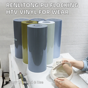 PU Flocking Heat Transfer Vinyl Easy Peel HTV Film <b>Roll</b> for T Shirts Hats Bags - Product Image 2