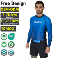 Tontons Factory Rashguard de compression personnalisé avec coutures renforcées pour hommes, idéal pour le Jiu-Jitsu Brésilien et la lutte