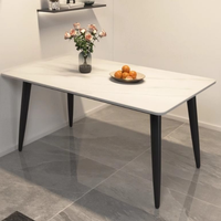 Ensemble table et chaises de salle à manger rectangulaire extensible en dalle de pierre, style luxe moderne, pour la maison, les petites maisons, les hôtels, durable et écologique