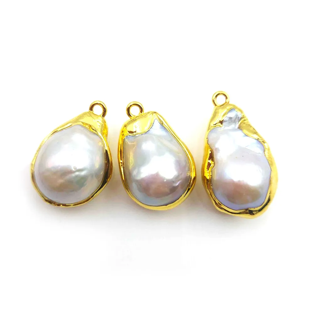 Natural Freshwater Baroque Pearl Drop Real Pendants Gold Charms Fresh Water Pearls Jewelry DIY Necklace Jewelry for Women Gift