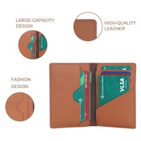 Porte-cartes Fin en Cuir Véritable Fait Main 2025, Vente en Gros, Personnalisé, RFID, Pliable pour Hommes, Portefeuille de Cartes de Crédit et d'Identité Professionnel
