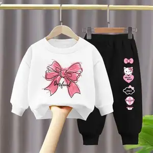 Custom Logo Baby Kleding Sets Meisjes Kleding Lange Mouw Sweatshirts Met Broek 2 Stuks Casual Outfits Meisjes Kleding Set