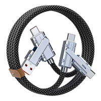 Cable USB Tipo C 4 en 1 con Trenzado de Nailon y Cobre Puro, Cable de Datos de Carga Rápida PD de 100 W para iPhone, para Samsung, para Cargador Rápido