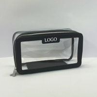 Vente en gros de trousse de maquillage transparente OEM avec logo personnalisé sac à cosmétiques transparent en PVC étuis avec fermeture à glissière sac de vanité en vinyle étanche