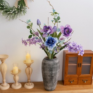 Bouquet de fleurs artificielles Lolita, fleurs de freesia bleues et violettes, tissu tissé en plastique, décoration de mariage et de maison CF02113 - Product Image 1