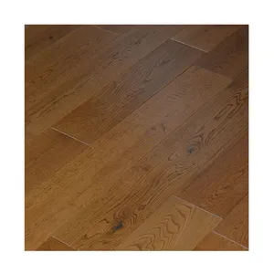 Exquisita producción UV lacado piso de madera raspada a mano pisos de madera maciza de roble