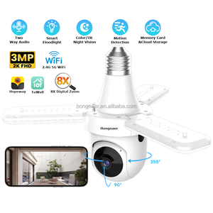 Hongnaer 3MP không dây E27 bóng đèn an ninh thông minh CCTV PTZ máy ảnh towell hopeway 360 Độ đèn pha 2.4G 5G WIFI CCTV bóng đèn <span class=keywords><strong>camera</strong></span> - Product Image 1