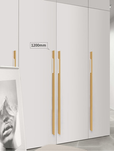 Modern Direct-sale Aluminum Cabinet Door Drawer <b>Pulls</b> Simple Wardrobe <b>Pulls</b> Golden Finish <b>for</b> Kitchen Dresser Bedroom <b>Bathroom</b> - Product Image 3