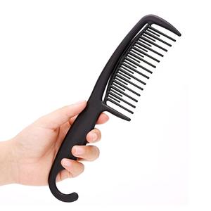 Penata rambut basah dan kering penggunaan ganda anti-statis sisir gigi rendah tinggi pegangan kait melengkung dapat digantung sisir gigi lebar rumah tangga - Product Image 6