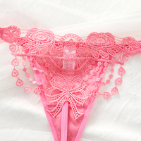 Nouvelle culotte sexy en dentelle transparente avec une grande broderie florale, nœud, séchage rapide, taille basse, sous-vêtements pour femmes