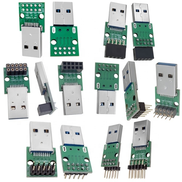 USB 3.0 Male Header Adapter Board DIY 2.54mm Pitch Solder Type 9-Pin Male Interface 3.0 Male High-Speed Transfer