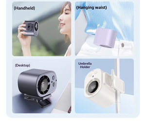 New Wearable Waist Fan USB Rechargeable <b>Mini</b> Fan Portable Handheld Clip-On Fan with Digital Display for Outdoor Use - Product Image 2