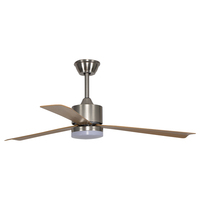 Ventilateur de plafond décoratif LED 3 couleurs 220V DC avec télécommande, 52 pouces, 3 pales en fer ABS imitation bois, 6 vitesses, pour salon