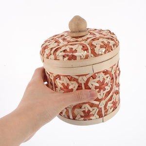 Handmade Eco-Friendly Modern Bamboo Circle Gift <b>Box</b> with Lid for Ramadan Eid | Durable <b>Storage</b> Basket for Food Sweets Chocolates - Product Image 1