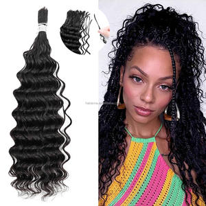 ANNA 8-18 Pouces 100g Paquets <span class=keywords><strong>de</strong></span> Cheveux Pré-Collés Vague Profonde Pré-Divisés Cheveux Humains en Vrac Tressage au Crochet Bohème pour Tresses Bohèmes et Locs - Product Image 1