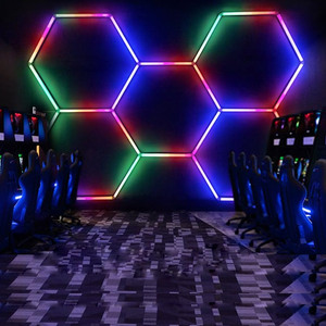 Luz <span class=keywords><strong>LED</strong></span> hexagonal RGB personalizada para Club, taller, gimnasio, tienda, bar, luces de nido de abeja RGB - Product Image 3