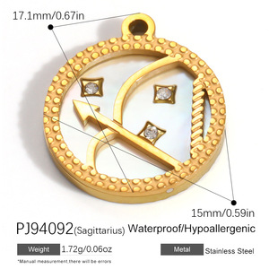 YIMEIL y Accesorios DIY de Alta Calidad: Colgante Impermeable de Acero Inoxidable <span class=keywords><strong>con</strong></span> Diamantes y Madreperla del Zodíaco - Product Image 5