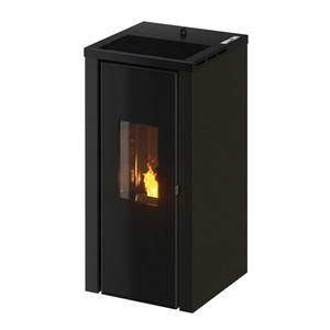 Poêle à granulés de bois moderne autoportant 8KW en acier avec télécommande pour chauffage intérieur, utilisation salon, garantie 5 ans, noir - Product Image 1
