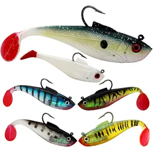 Toptan yüzen yem 3d gözler balık yalancı yem kafaları swimbait ön rigged kanca 3g 10g 26g tatlısu tuzlu su yumuşak balıkçılık cazibesi jig