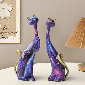 ヨーロッパの抽象的な油絵猫の装飾ホリデーギフト樹脂アーティファクト寝室のデスクトップ装飾品