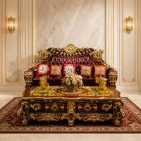 Ensemble de canapés en cuir baroque sculpté à la main, entièrement doré, en bois massif, pour villa, palais, salon