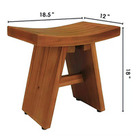 Vente en gros Tabouret de bain spa en bois courbé portable Siège Banc de douche en teck Support de rangement Chaise de maison pour salle de bain Salon