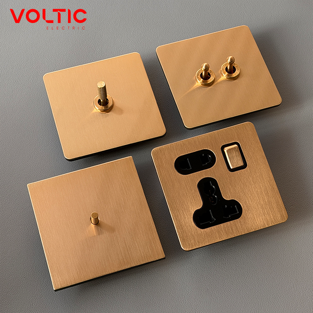 86 Black Wall Light Toggle Switch Socket Stainless Steel Panel 1gang 13A UK Standard Modern Double BS Socket