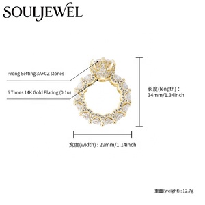 Anillo Solitario con Corona Chapado en Oro <span class=keywords><strong>de</strong></span> 14K Souljewel, con Zirconia Cúbica 3A <span class=keywords><strong>de</strong></span> Alta Calidad, Estilo Hip Hop para Mujer - Product Image 6