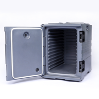 Conteneur alimentaire isotherme rotomoulé robuste de 90 L, empilable, avec roulettes, pour la livraison de repas commerciale