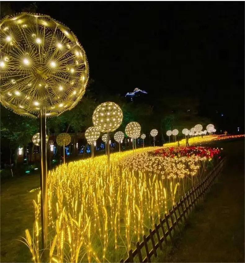 Itens de venda quente, grande decoração 3d fibra óptica led dandelion luz