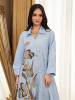 Robe longue à col chemise brodée de sequins jacquard, vêtements islamiques, abaya, kaftan, vente en gros, stock personnalisé