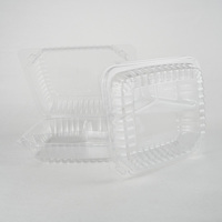 Conteneur alimentaire transparent jetable à couvercle rabattable et réutilisable en BOPS, épaisseur personnalisable pour sushis, pizzas, fruits secs, noix, en-cas