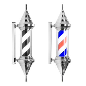Modern Design <b>LED</b> Turn Light Portable Glass Barber Pole Sign for Hairdressing Salon Outdoor Rotating Light Box - Product Image 3