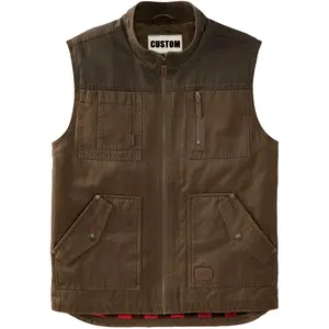 Custom Patch Logo Sleeveless Jacket Utility Heavy duty 100% Cotton Canvas Vest Gilet Men's Tough As Buck Vest