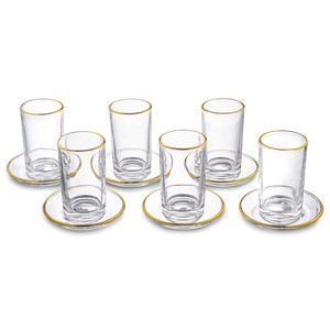 Fábrica <span class=keywords><strong>de</strong></span> acrílico con borde dorado transparente circular, <span class=keywords><strong>diseño</strong></span> moderno simple personalizado, tazas y platillos <span class=keywords><strong>de</strong></span> vidrio clásicos Lucite - Product Image 4