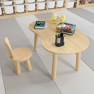 Ensemble table et chaise en bois Montessori pour enfants, mobilier confortable pour la maternelle et le salon, facile à utiliser - Product Image 3