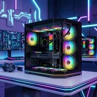 Latest ATX White Color Mid-Tower Computer Case with Transparent Glass Sides Gaming Sea View Room Design