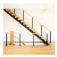 Escalier à poutre monofonctionnelle en acier avec marches dentelées antidérapantes et finition résistante aux intempéries pour aménagements paysagers
