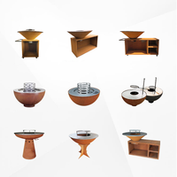 Barbecue de camping en acier Corten, grande brasero-grill d'extérieur en acier Corten