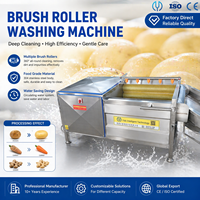 Machine à éplucher et laver les légumes à rouleaux brosse en acier inoxydable SUS304 pour pommes de terre, carottes et légumes racineux, personnalisable OEM ODM