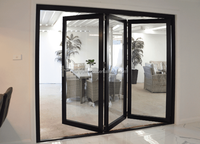 Porte accordéon en aluminium à rupture de pont thermique, double vitrage trempé, porte coulissante pliante extérieure, porte patio pliante