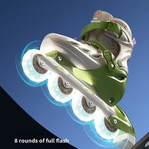 Sepatu Roda Little Champion Warna Kontras Baru untuk Anak-anak dan Dewasa, Pemula, Dua Gesper, Roda Tunggal, Semua Roda Menyala - Product Image 3