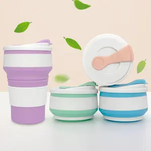 Taza de silicona plegable de grado alimenticio, taza de café portátil para el hogar y la Oficina, taza de viaje para agua y bebidas, té
