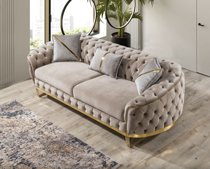 2023 vendite calde di lusso soggiorno divano Lounge in acciaio inox 2-3 posti divano imbottito in velluto per la casa Hotel - Product Image 3