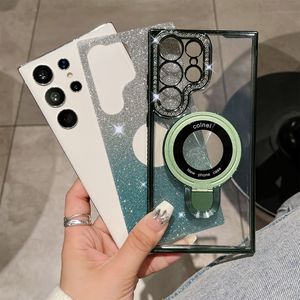 Funda Magnética Electrochapada con Soporte para <span class=keywords><strong>Samsung</strong></span> S24 Ultra S23 A05s <span class=keywords><strong>A13</strong></span> A73, con Brillantes y Degradado de Purpurina, Protectora - Product Image 3