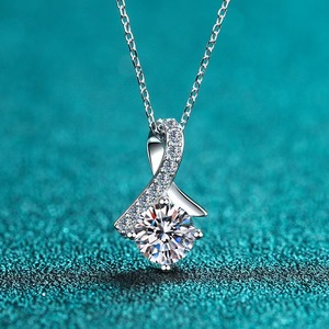 Prix d'usine, collier pendentif en or blanc massif 18 carats, diamant cultivé en laboratoire de clarté VVS1 D, pour femme - Product Image 2