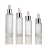 Flacon en verre semi-givré de 15 ml, 25 ml, 35 ml, 55 ml avec pipette pour l'aromathérapie et les cosmétiques