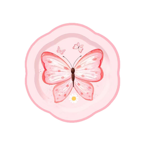 Vajilla para Fiestas DAMAI, Juego de Platos, Vasos y Servilletas de Papel con Diseño de Mariposa Rosa y Flores Giratorias - Product Image 4